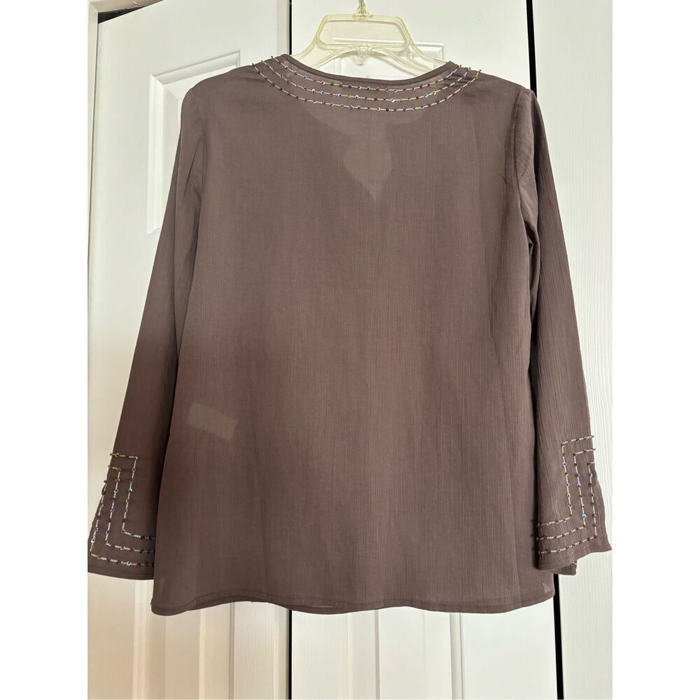 Sigrid Olsen Gauzy Sequin Embellished Top - image 5